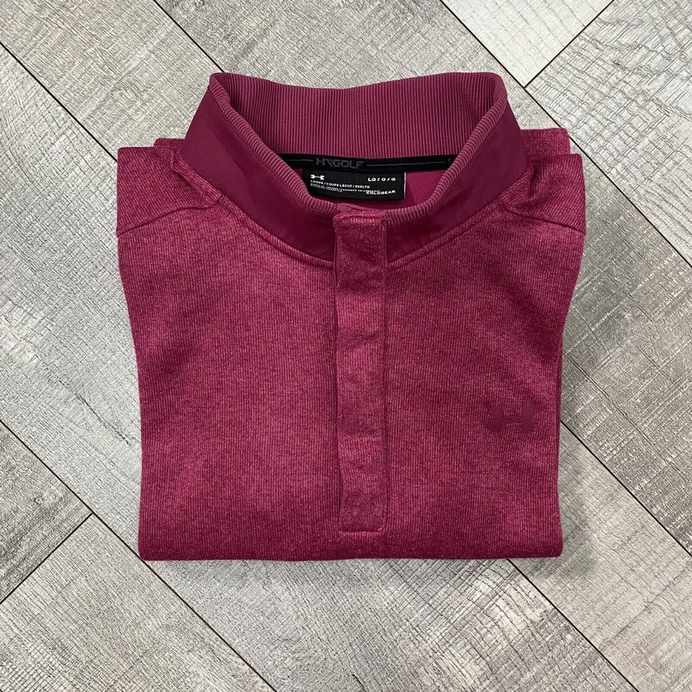 Under Armour UA Golf Storm Coldgear Fleece Sweater Heather Red 1329832-6… - Picture 8 of 12